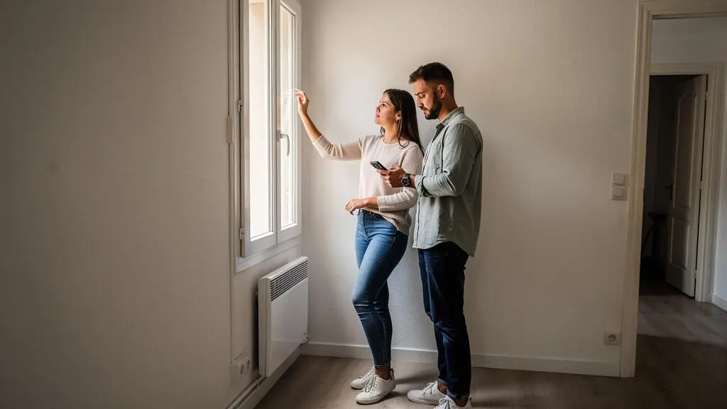 Jeune couple inspectant un appartement lors d'une visite de location à Narbonne